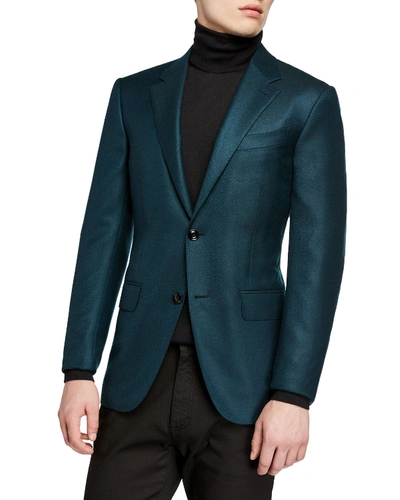 Shop Ermenegildo Zegna Men's Cashmere Two-button Regular-fit Jacket, Green