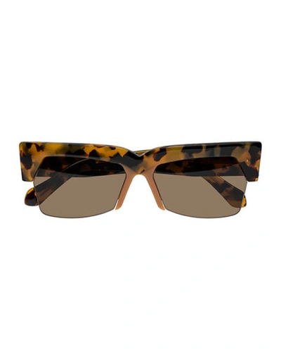 Shop Karen Walker Ezra Semi-rimless Cat-eye Sunglasses In Tortoise/brown