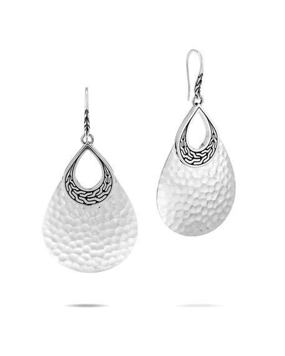 Shop John Hardy Classic Chain Hammered Drop Earrings In Silver