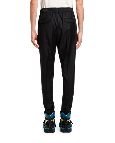 Shop Dolce & Gabbana Men's Wool Jogger Pants In Black