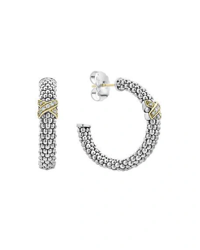 Shop Lagos Embrace Diamond-x Hoop Earrings W/ 18k Gold