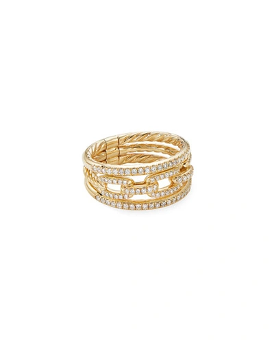 Shop David Yurman Stax 18k Yellow Gold Diamond 3-row Ring