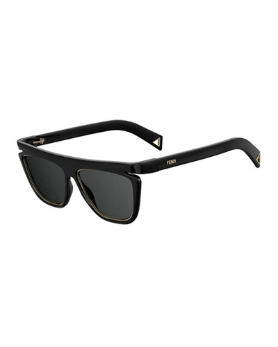 Shop Fendi Rectangle Optyl Sunglasses In Black