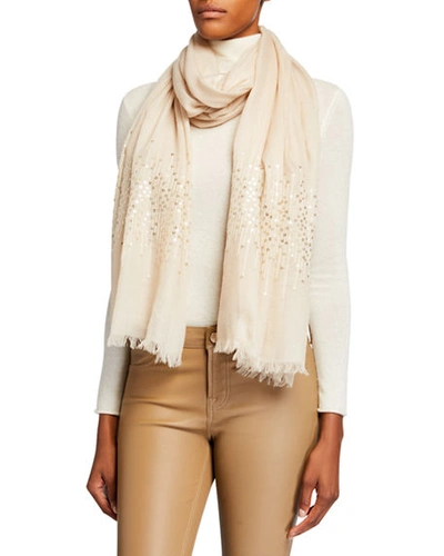 Shop Sofia Cashmere Lightweight Sequins Cashmere Wrap In Taupe