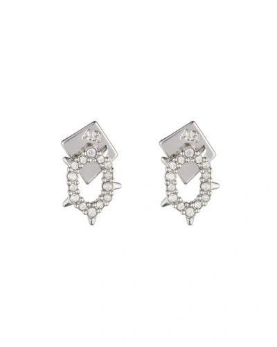 Shop Alexis Bittar Crystal Encrusted Spiked Stud Earrings, Silver