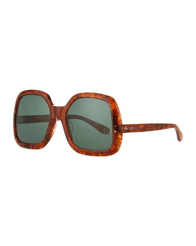 Shop Gucci Oversized Rectangular Sunglasses In Brown Pattern