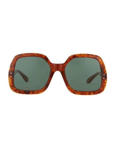 Shop Gucci Oversized Rectangular Sunglasses In Brown Pattern
