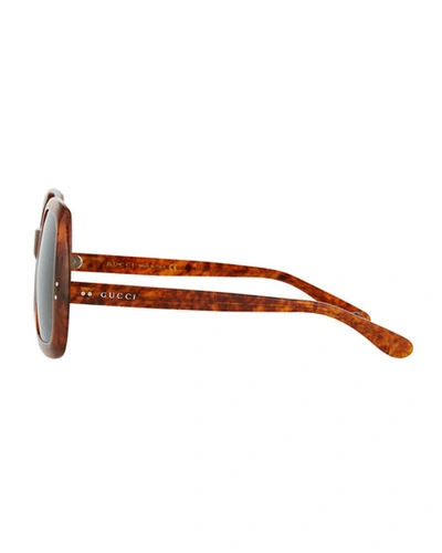 Shop Gucci Oversized Rectangular Sunglasses In Brown Pattern