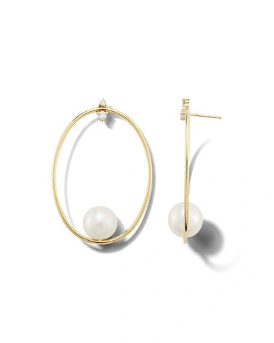 Shop Mizuki 14k Gold Large Oval & Pearl Drop Earrings