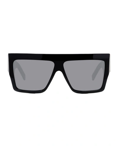 Shop Celine Chunky Rectangle Acetate Sunglasses In Black