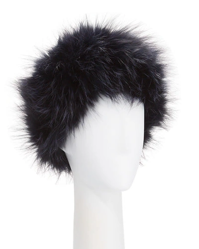 Shop Gorski Fox Fur Knit Headband In Black/navy
