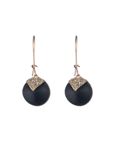 Shop Alexis Bittar Crystal Encrusted Origami Inlay Dangling Sphere Kidney Wire Earrings In Black