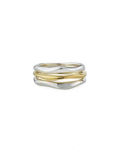 Shop Ippolita Chimera 2-tone 3-row Ring In Gray/yellow