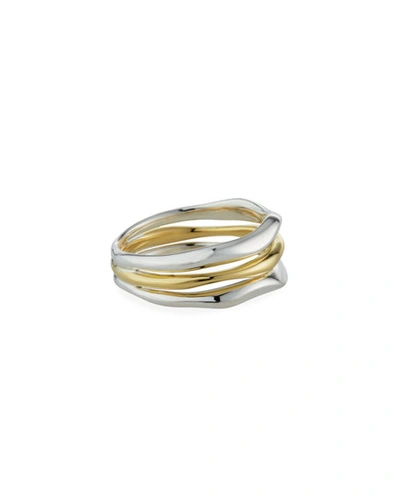 Shop Ippolita Chimera 2-tone 3-row Ring In Gray/yellow