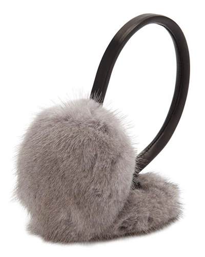 Shop Surell Accessories Leather & Mink Fur Earmuffs In Gray/black