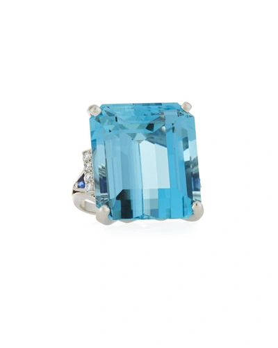 Shop Oscar Heyman Platinum Square Aquamarine Ring