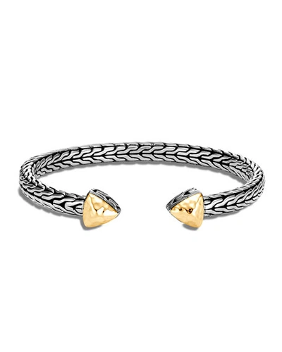 Shop John Hardy Classic Chain Hammered Cuff Bracelet W/ 18k Gold In Gold And Silver