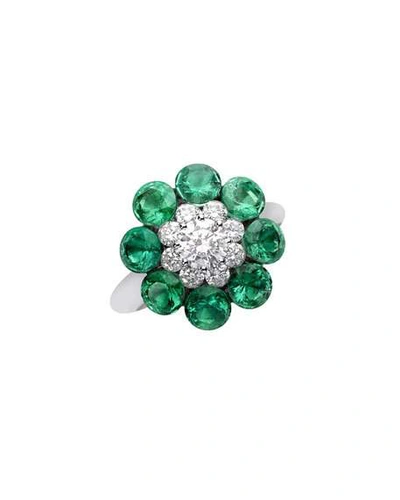 Shop Chopard 18k White Gold Diamond & Emerald Magical Setting Ring