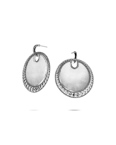 Shop John Hardy Dot Hammered Round Earrings W/ 18k Gold In Gold And Silver