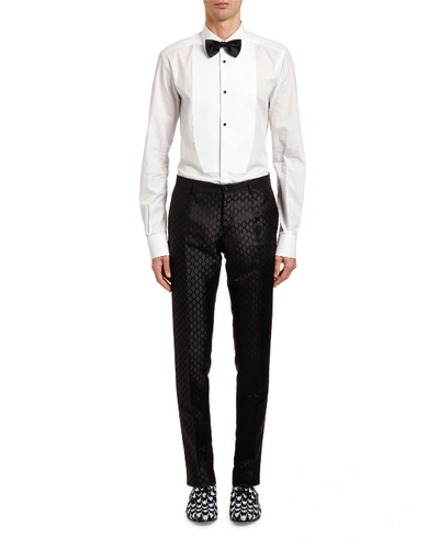 Shop Dolce & Gabbana Men's Jacquard Silk Taffeta Trousers In Black