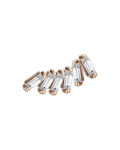 Shop Kismet By Milka Baguette 14k Rose Gold Arc 6-diamond Earring, Single