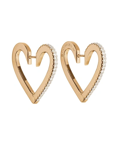 Shop Cadar 18k Rose Gold Medium Diamond Heart Hoop Earrings