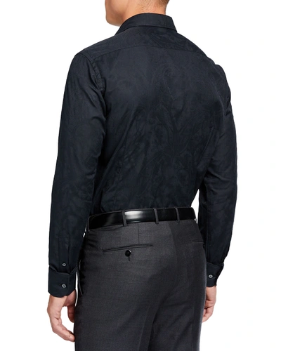 Shop Etro Men's Paisley Jacquard Dress Shirt In Black