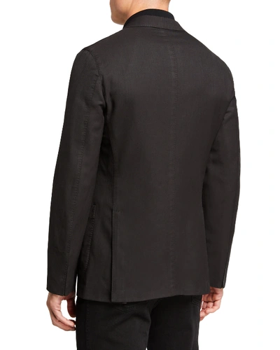 Shop Boglioli Men's Herringbone Two-button Wool Jacket In Black