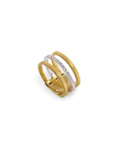 Shop Marco Bicego Masai Three-row 18k White & Yellow Ring With Diamonds