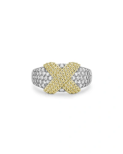 Shop Lagos Caviar Lux X-wrap Ring W/ Diamonds