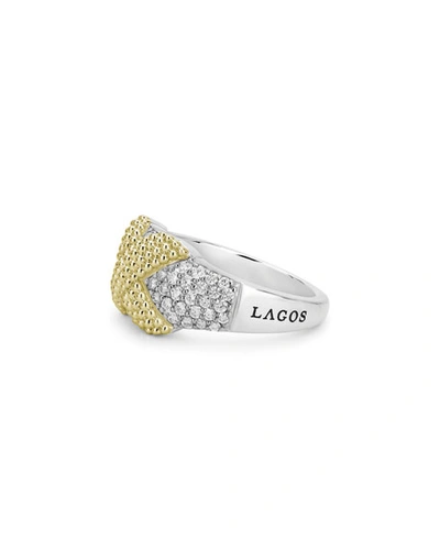 Shop Lagos Caviar Lux X-wrap Ring W/ Diamonds