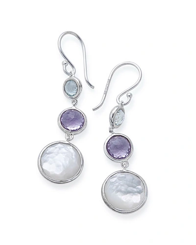 Shop Ippolita Small Silver Lollitini Three-stone Earrings In Blue Pattern