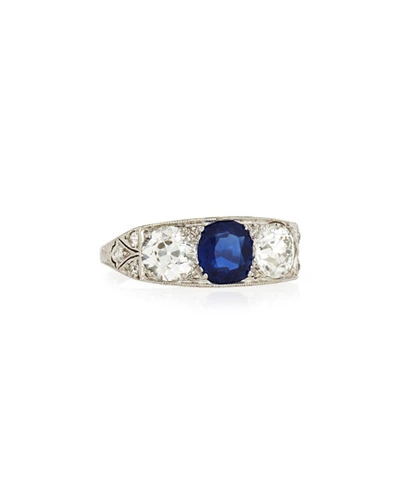 Shop Nm Estate Estate Edwardian Three-stone Sapphire & Diamond Ring