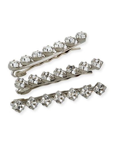 Shop Auden Drew Crystal Bobby Pins, Set Of 3 In Silver