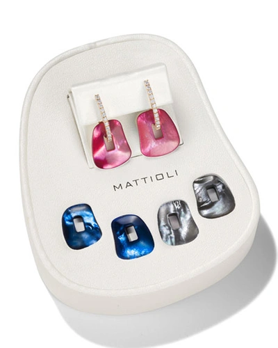 Shop Mattioli 18k Rose Gold Mother-of-pearl Puzzle Earrings W/ Diamonds, Set Of 3