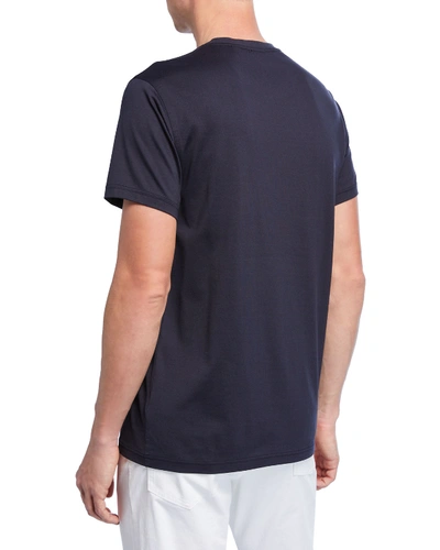 Shop Burberry Men's Parker Logo-embroidered T-shirt In Navy