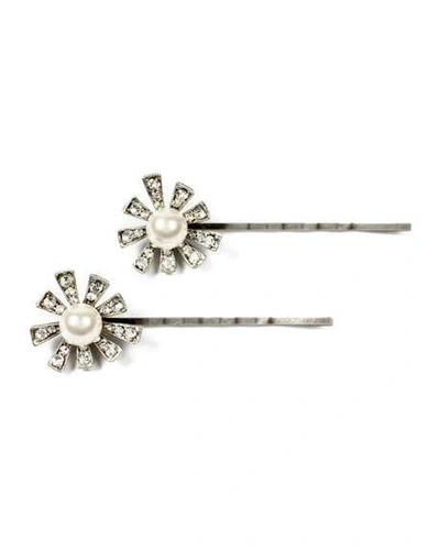 Shop Ben-amun Pearly & Crystal Bobby Pins, Set Of 2 In Clear