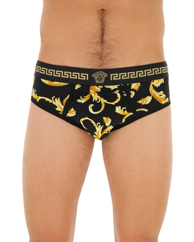 Shop Versace Graphic Baroque Low-rise Briefs In Multi Pattern