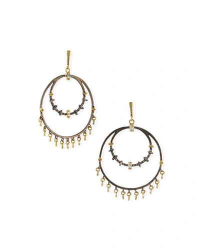 Shop Armenta Old World 2-circle Diamond Crivelli Sapphire Earrings In Yellow/black