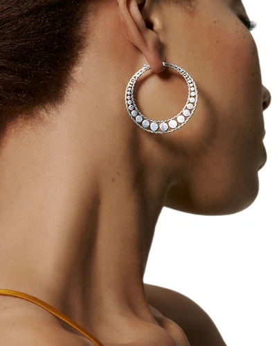 Shop John Hardy Dot Hoop Earrings In Silver