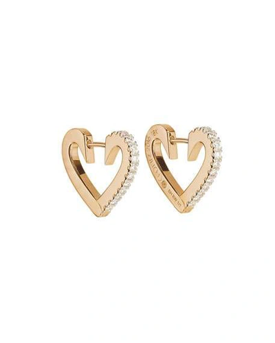Shop Cadar 18k Rose Gold Small Diamond Heart Hoop Earrings