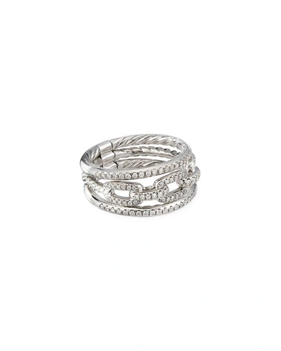 Shop David Yurman Stax 18k White Gold Diamond 3-row Ring