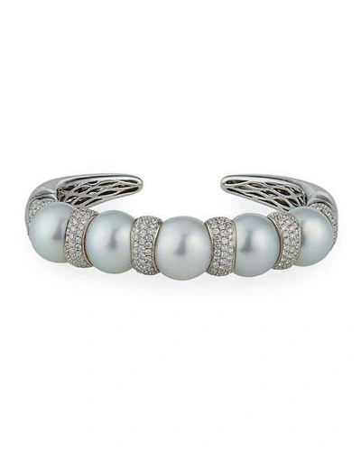 Shop Belpearl 18k White Gold South Sea Pearl Diamond Bracelet