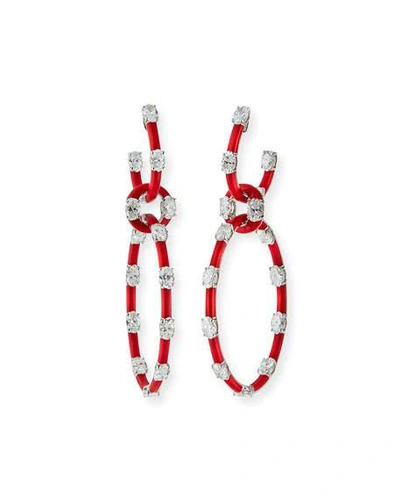 Shop Etho Maria 18k White Gold Diamond & Red Ceramic Interlocking Earrings