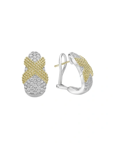 Shop Lagos Caviar Lux X-wrap Earrings W/ Diamonds