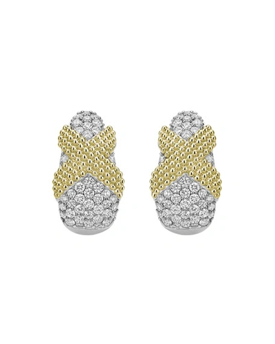 Shop Lagos Caviar Lux X-wrap Earrings W/ Diamonds