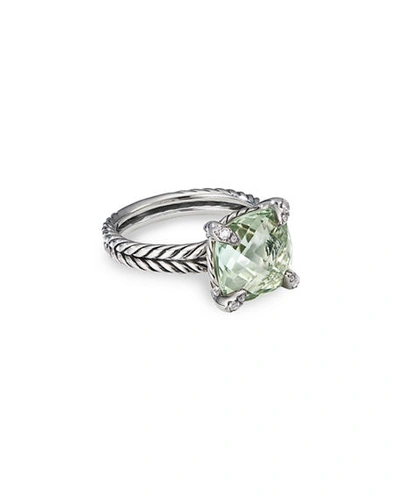 Shop David Yurman 11mm Chatelaine Ring W/diamond Prongs In Sage