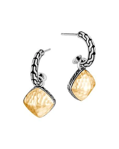 Shop John Hardy Classic Chain Hammered Hoop-drop Earrings W/ 18k Gold In Gold And Silver