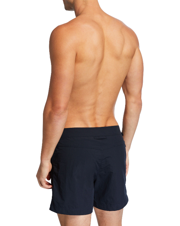 Tom Ford Men's Solid Swim Trunks, Navy Blue In 蓝色 ModeSens