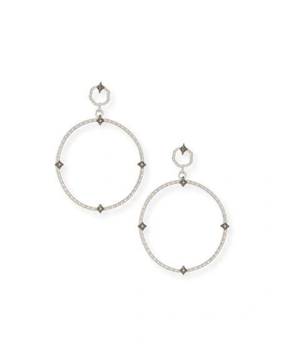 Shop Armenta New World Diamond Crivelli Front-facing Hoop Earrings In Silver